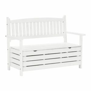 DILKA BI - Záhradná lavička úložným priestorom, biela 124 cm