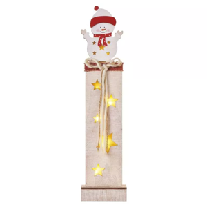 Emos LED dekorácia drevená – snehuliak, 46 cm, 2x AA, vnútorná, teplá biela, časovač - Vianočná dekorácia