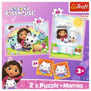 Trefl Trefl Puzzle 2v1 + pexeso - Gabby so svojou mačičkou / Universal Gabby's Dollhouse 93382