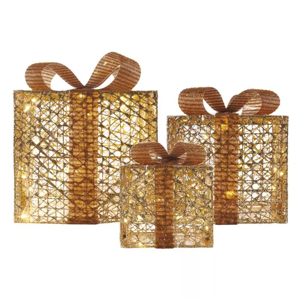 Emos LED darčeky zlaté, 3 veľkosti, vnútorné, teplá biela DCFC14 - Vianočná dekorácia