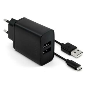 FIXED Sieťová nabíjačka microUSB 15W Smart Rapid Charge, čierna - Univerzálny USB adaptér s microUSB káblom