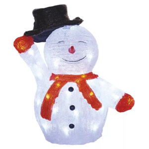 Emos LED vianočný snehuliak s klobúkom 36cm, vonkajší aj vnútorný, studená biela, časovač DCFC18 - Vianočná dekorácia