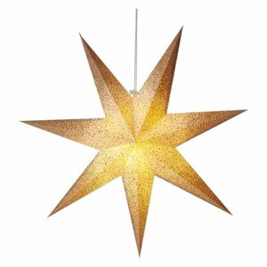 Emos LED hviezda papierová závesná so zlatými trblietkami na okrajoch, biela, 60 cm, vnútorná - Vianočná dekorácia