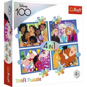 Trefl Puzzle 4v1 - Šťastný svet Disney / Disney 100 34618