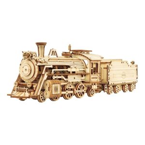 RoboTime drevené 3D puzzle Parná lokomotíva MC501 - 3D skladačka