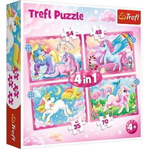 Trefl Trefl Puzzle 4v1 - Jednorožci a kúzla 34389
