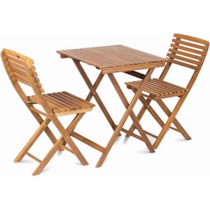 FIELDMANN   FDZN 4010-T 50002372 - Balkónový drevený set ALICE-T, štvorcový stolík 65 x 65 cm, 2 kusy stoličiek bez podušiek