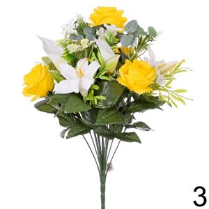 Kytica ruža ľalia cala žltá 48 cm 220801ZL - Umelé kvety