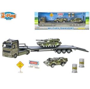 MIKRO -  2-Play Traffic vojenský transporter 25 cm kov s obrnenými vozidlami voľný chod 2 ks 540104 - autíčka