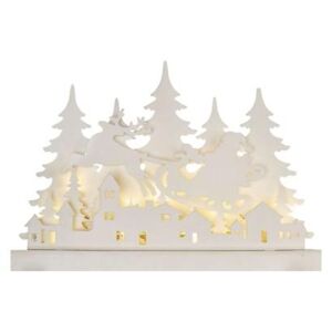 Emos LED dekorácia drevená – vianočná dedinka, 31 cm, 2x AA, teplá biela, časovač DCWW30 - Vianočná dekorácia