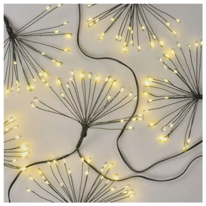 Emos Vianočná reťaz - svietiace trsy nano 300 LED zelený drôt 5.2m teplá biela, časovač D3AW10 - Vianočné osvetlenie