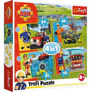 Trefl Trefl Puzzle 4v1 - Odvážny Požiarnik Sam / Prism A&D Fireman Sam 34387