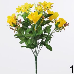 Kytica ruža + ľalia 43cm ŽLTÁ 1001437ZL - Umelé kvety