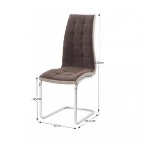 SALOMA NEW HN/BE  + VYHRAJ PEUGEOT 208 - jedálenská stolička látka hnedá/ekokoža béžová/podnož chróm