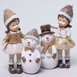 Dievča so snehuliakom v čapici 9x5,5x15cm polyres 8002853C - Dekorácia