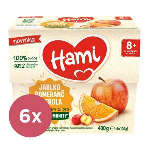 6x HAMI Príkrm ovocný 100% ovocie jablko pomaranč acerola 400g VP-F184398