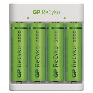 GP Eco E411 + 4ks ReCyko 2000 (AA) - nabíjačka batérií + batérie