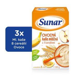 3x SUNAR Kaša mliečna ovocná s 8 cereáliami 225 g VP-F011446