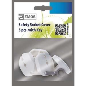 Emos Bezpečnostná záslepka do zásuvky 5ks + kľúč A9000
