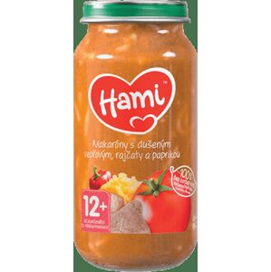 HAMI Príkrm mäsovo-zeleninový Makaróny s duseným bravčovým, paradajkami a paprikou 250g 110498