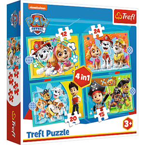 Trefl Trefl Puzzle 4v1 - Šťastný tím Paw Patrol / Viacom PAW Patrol 34346