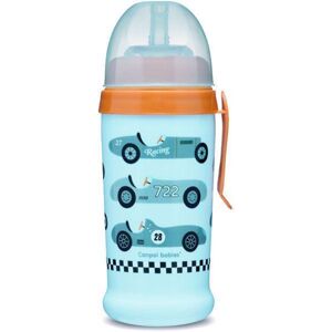 CANPOL BABIES Fľaša športová s netečúcou slamkou autá 300ml 12m+ svetlomodrá 56-516_BLUL