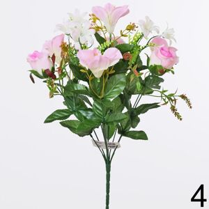 Kytica ruža + ľalia 43cm RUŽOVÁ 1001437R - Umelé kvety