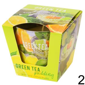 Green tea Pudding (mix citrus fruits) 115g 61196P - Sviečka voňavá v skle