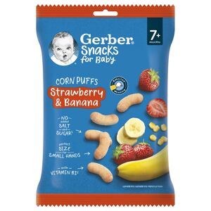 GERBER Snacks kukuričné chrumky jahoda a banán 28 g, 7+ 12575638