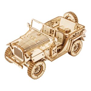 RoboTime drevené 3D puzzle Vojenský džíp MC701 - 3D skladačka
