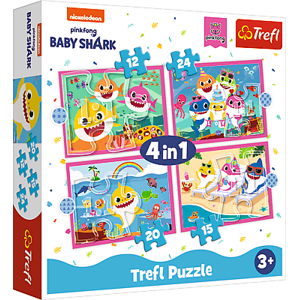 Trefl Trefl Puzzle 4v1 - Žraločia rodina / Viacom Baby Shark 34378