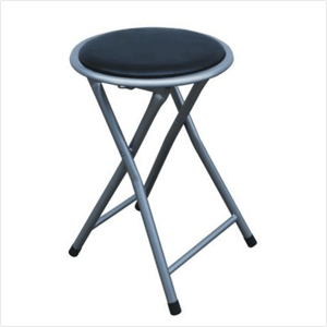 IRMA CI 11018511 - skladacia taburetka/stolička kovová strieborná, ekokoža čierna
