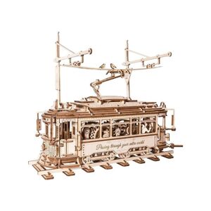 RoboTime 3D drevené mechanické puzzle Električka LK801 - 3D skladačka