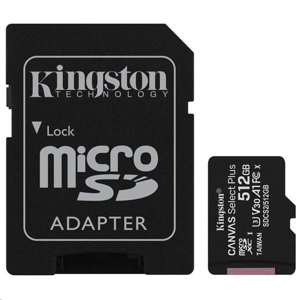 Kingston Canvas Select Plus MicroSDXC 512GB class 10 (r100MB,w85MB) - Pamäťová karta + adaptér