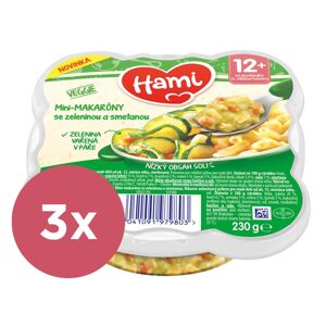 3x HAMI Príkrm mäsovo-zeleninový v tanieriku Mini-makaróny so zeleninou a smotanou 230g, 12+ VP-F184374
